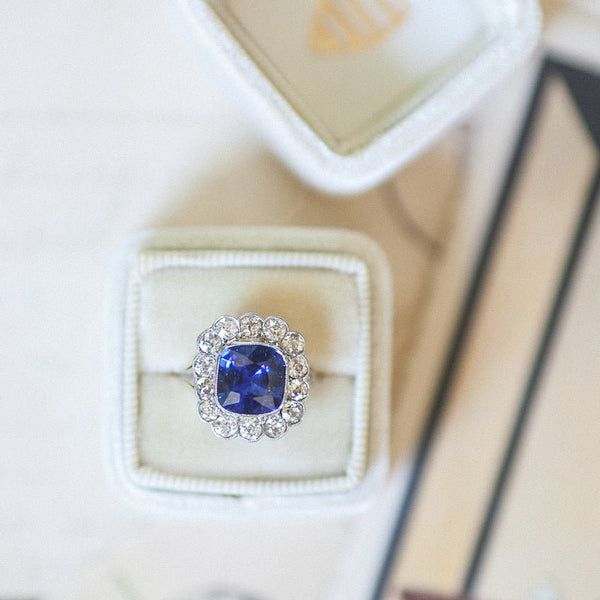 Vintage Sapphire and Diamond Engagement Ring | High Grove from Trumpet & Horn | Photo by A Still Breath