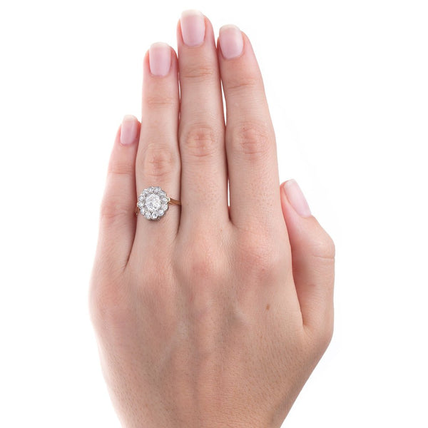 Incredibly White Old Mine Cut Diamond Ring with Oval Halo | Hoboken from Trumpet & Horn