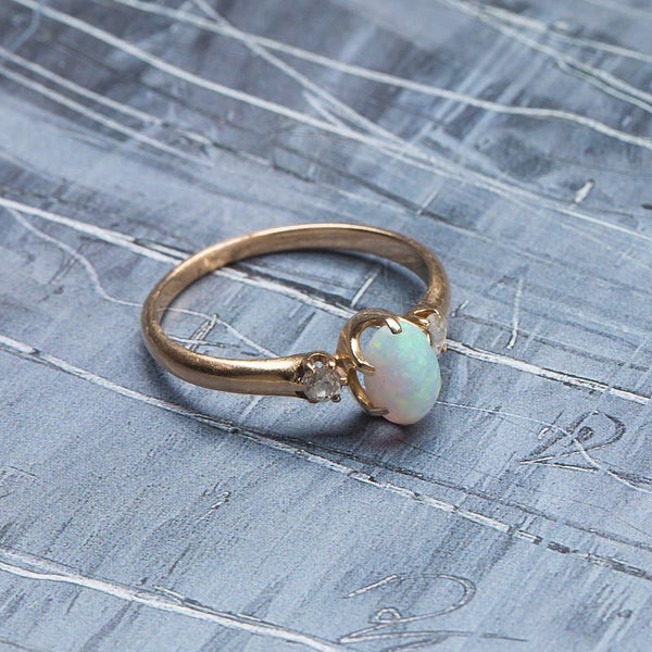 Sweet Victorian Era Yellow Gold Engagement Ring with Opal Center | Hoffman from Trumpet & Horn