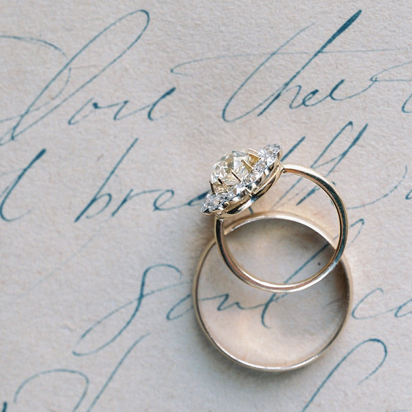 Antique Halo Engagement Ring | Holloway from Trumpet & Horn | Photo by Laura Gordon