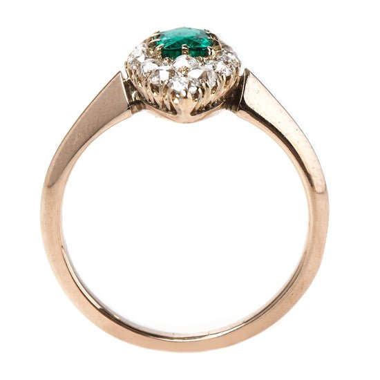 Striking Victorian Era Emerald and Diamond Navette Ring | Holly Hill from Trumpet & Horn