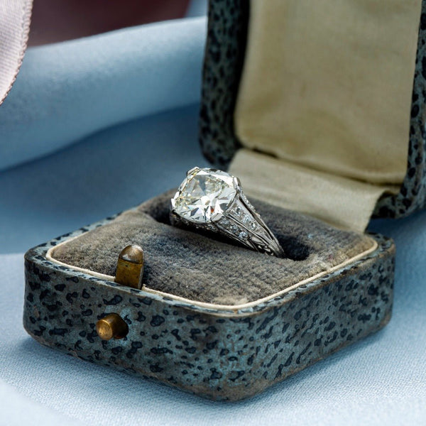 Old Mine Cushion Cut Diamond Art Deco Engagement Ring | Hollyridge