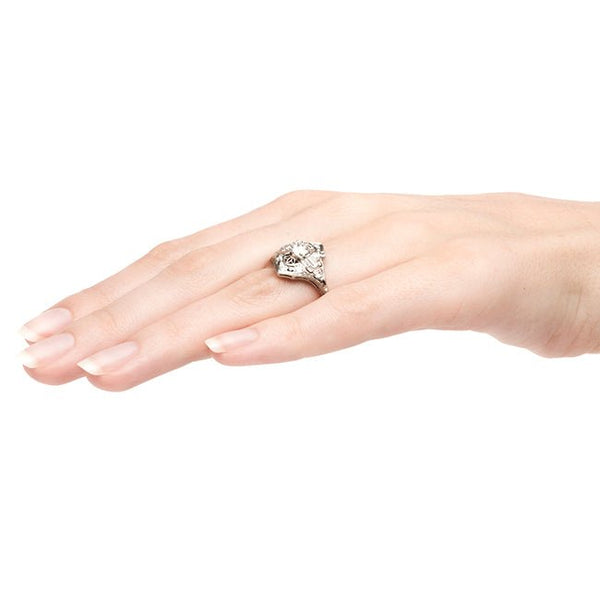 Vintage Navette Diamond Engagement Ring