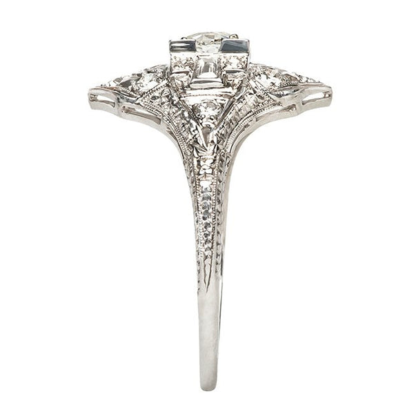 Vintage Navette Diamond Engagement Ring