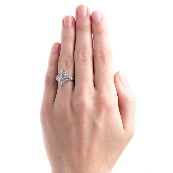 Unique Art Deco Platinum Engagement Ring with Triangular Cut Diamonds | Iberia  from Trumpet & Horn