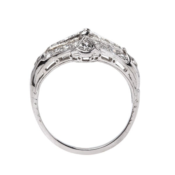 Unique Art Deco Platinum Engagement Ring with Triangular Cut Diamonds | Iberia  from Trumpet & Horn