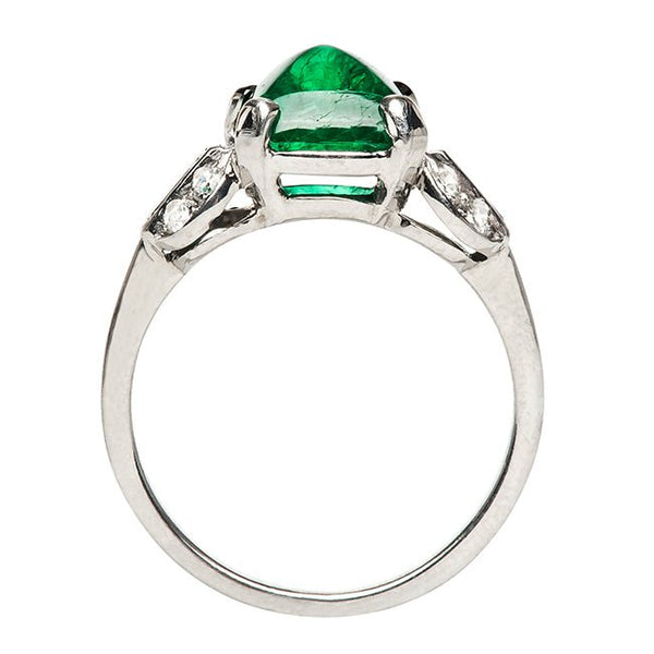 Vintage Cabochon Emerald Engagement Ring