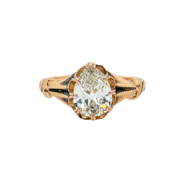Victorian Ostby & Barton Co. Pear-Shaped Diamond Solitaire Engagement Ring with historic ties to the Titanic | Innsbruck