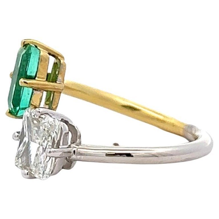 1.01ct Two-Tone Emerald & Diamond Toi et Moi Ring | Sausalito