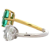 1.01ct Two-Tone Emerald & Diamond Toi et Moi Ring | Sausalito