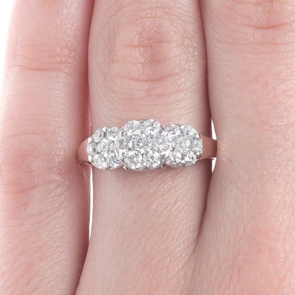 Glittering Three-Stone Style Retro Ring with 19 Diamonds | Jacksboro from Trumpet & Horn