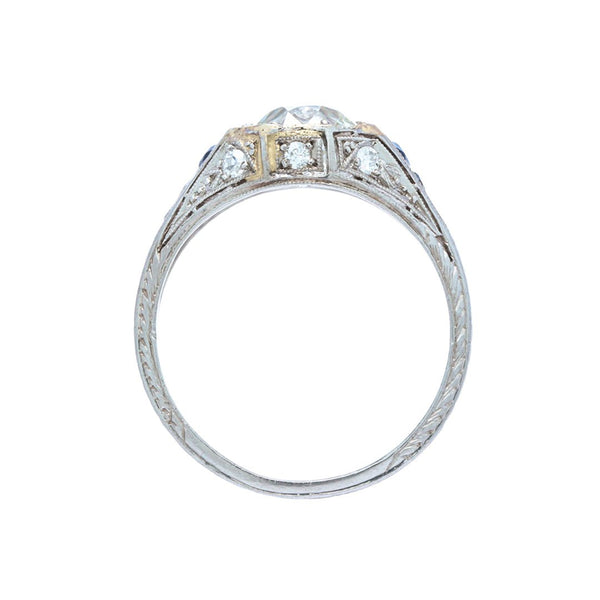 Stunning Sapphire and Diamond Art Deco Engagement Ring | Junewood