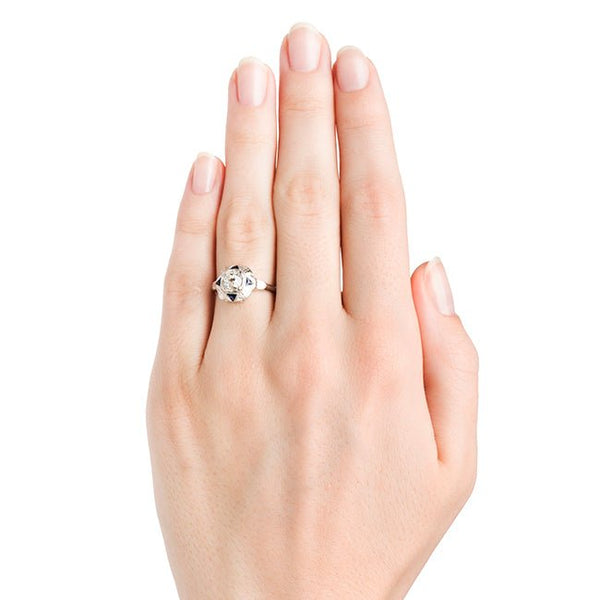 Vintage Unique Sapphire Halo Engagement Ring