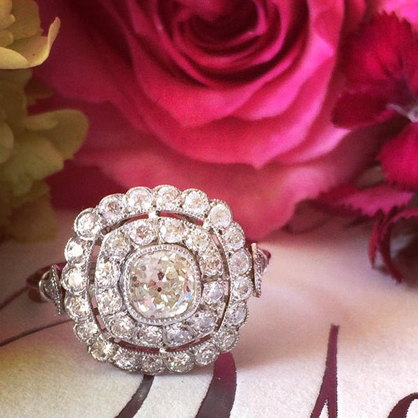 Vintage Inspired Diamond Halo Engagement Ring