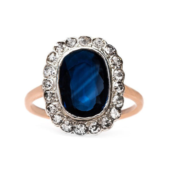 Victorian Era Cluster Engagement Ring with Unheated Sapphire | Kennewick from Trumpet & Horn