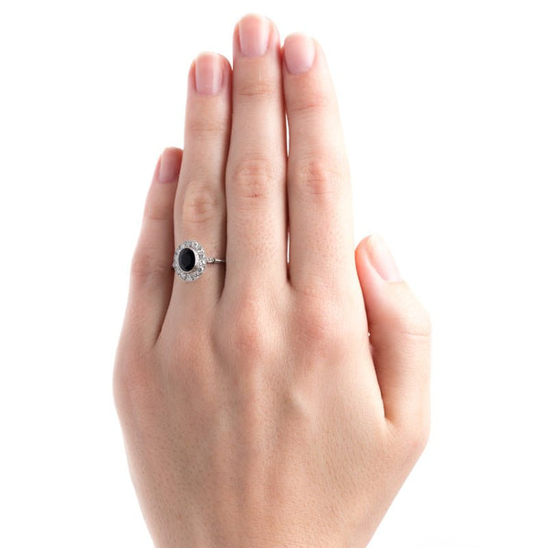 Timeless Modern Platinum Sapphire Engagement Ring with Diamond Halo | Ketchum