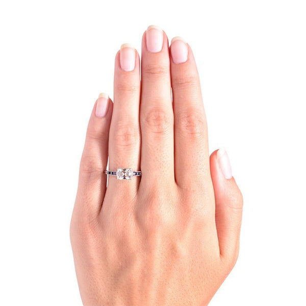 Vintage Antique Diamond Sapphire Engagement Ring | Art Deco Sapphire Engagement Ring 
