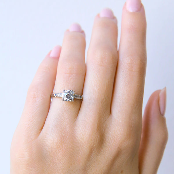 A Lovely Art Deco 18k White gold and Diamond Engagement Ring | Kingsmeadow
