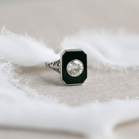 Art Deco 1.45ct Old European Diamond & Onyx Vintage Ring | Kingspire