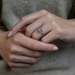 Lovely Hand-Engraved Art Deco OEC Diamond Engagement Ring with Leaf Motif | Kipling