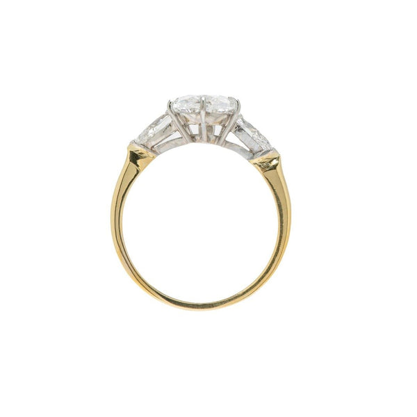 Sleek 2ct Pear Cut Diamond Three-Stone Yellow Gold & Platinum Engagement Ring | La Jolla