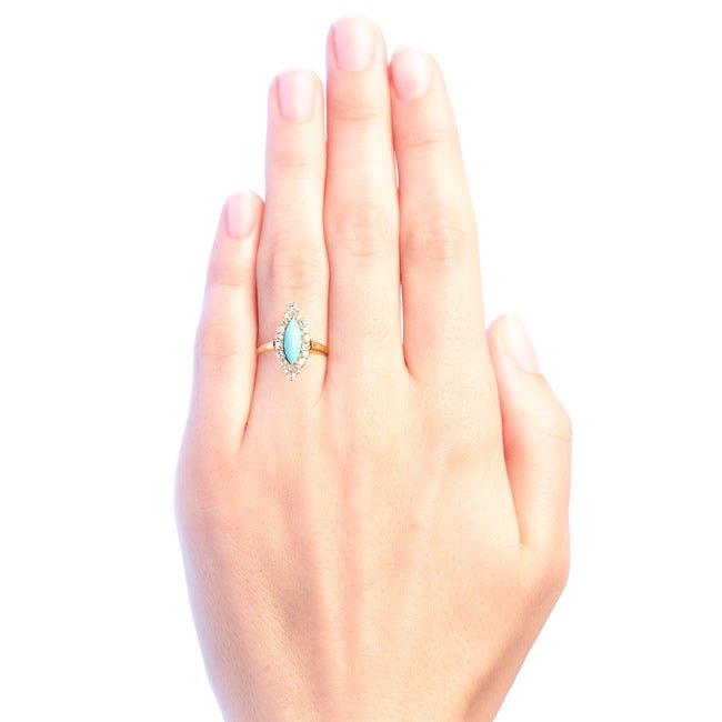 Laguna Victorian Era Navette Turquoise Cocktail Ring from Trumpet & Horn