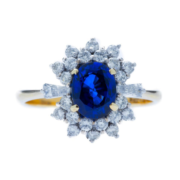 A Dazzling Vintage Sapphire and Diamond Halo Ring | Lake Shore