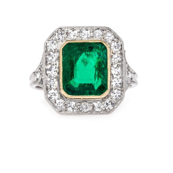Late Art Deco Ring with Bezel Set Emerald | Lake Tahoe from Trumpet & Horn