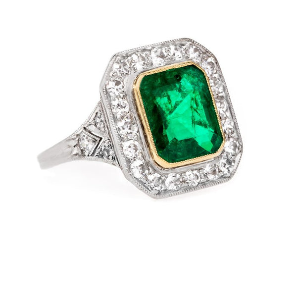 Late Art Deco Ring with Bezel Set Emerald | Lake Tahoe from Trumpet & Horn