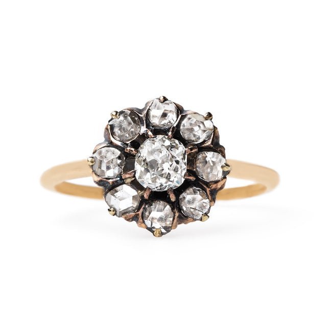 Old Mine Cut and Rose Cut Diamond Halo Ring | Lancashire from Trumpet & Horn