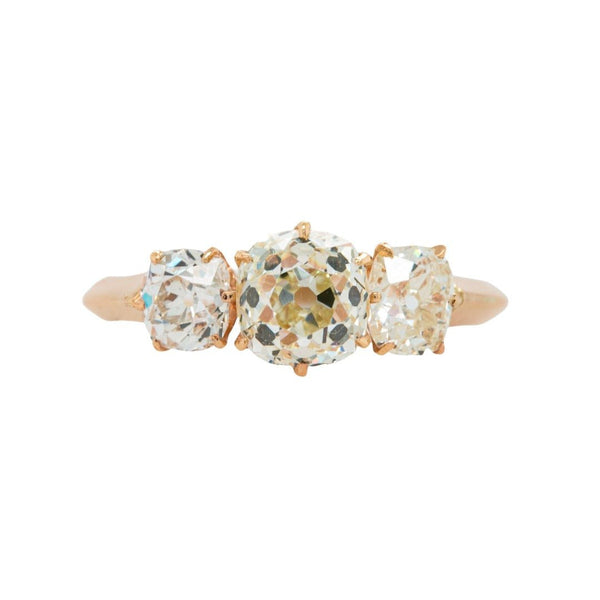 Gorgeous Chunky Victorian Three-Stone Old Mine Diamond Engagement Ring | Larkhall