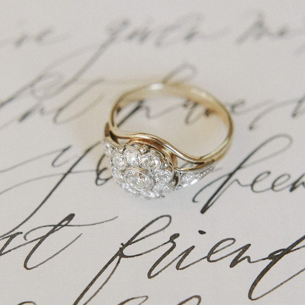 Glittering Art Nouveau Halo Ring | Photo by Laura Murray Photography