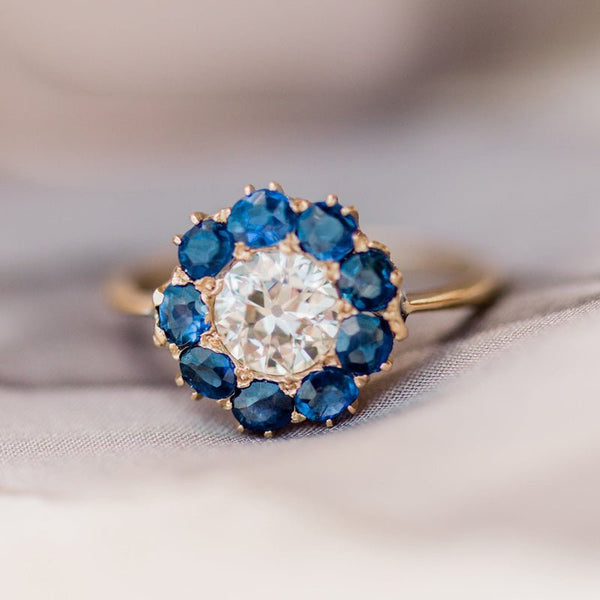 Diamond and Sapphire Halo Ring | Photo by Lauren Swann