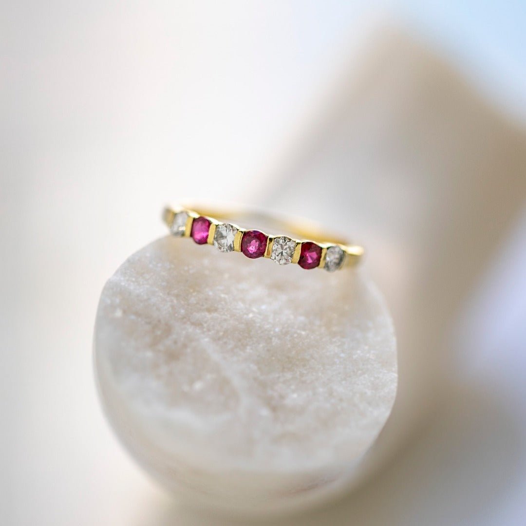 Fab Modern Ruby & Diamond 18k Yellow Gold Band | Liberte