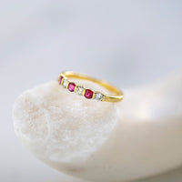 Fab Modern Ruby & Diamond 18k Yellow Gold Band | Liberte