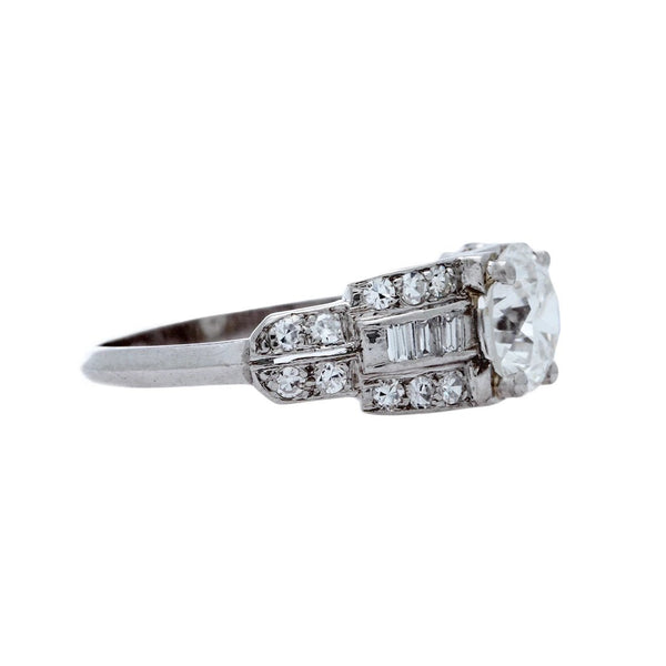 A Stunning Late Art Deco Platinum and Diamond Engagement Ring
