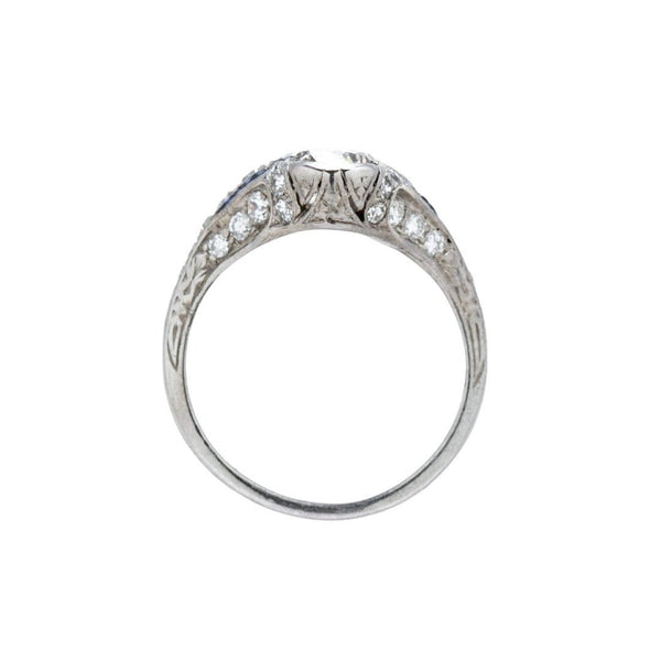 Dramatic Three-Stone Diamond Ring with Sapphire Accents | Lisson Grove