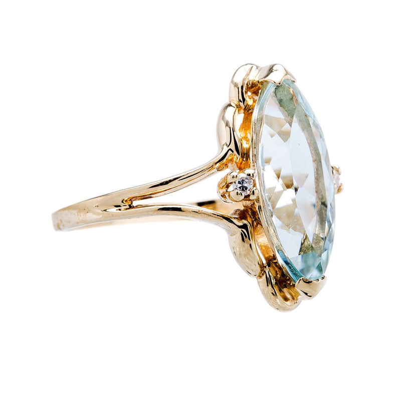 Marquise Cut Aquamarine in Yellow Gold Setting | Lockley from Trumpet & Horn