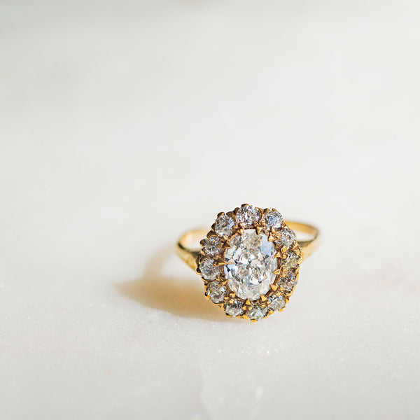 Rare and Unique Oval Shaped Cluster Ring | Lockport from Trumpet & Horn