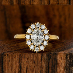 Classic Victorian-Inspired Oval Diamond Halo Engagement Ring | Lockport