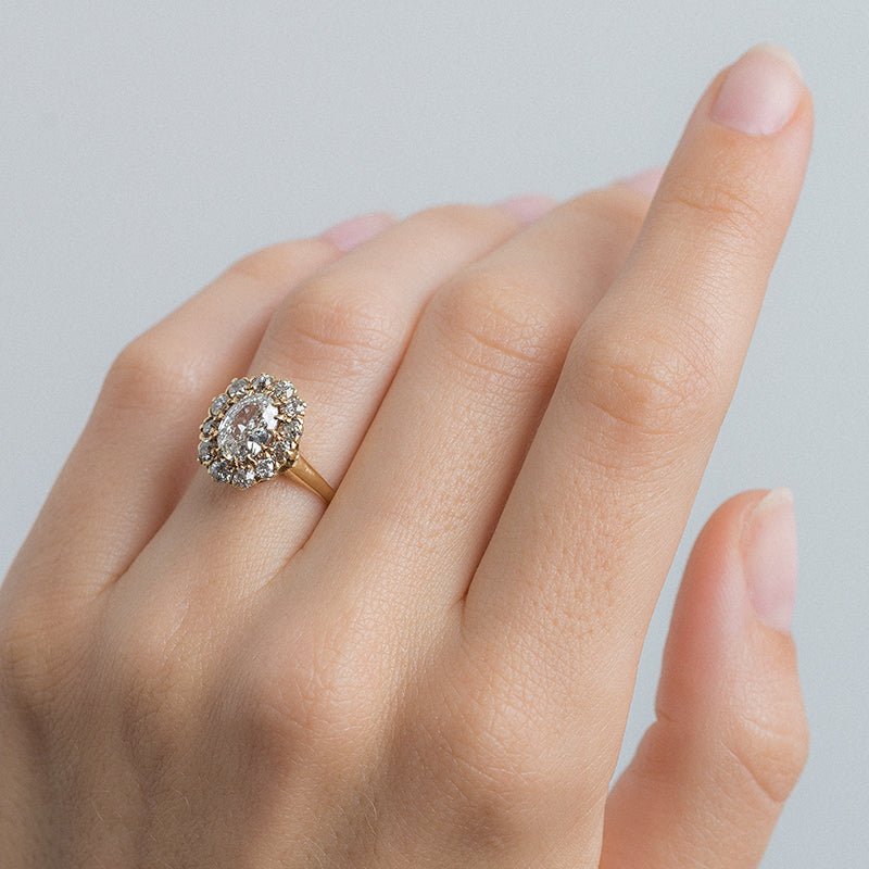 Classic Victorian-Inspired Oval Diamond Halo Engagement Ring | Lockport