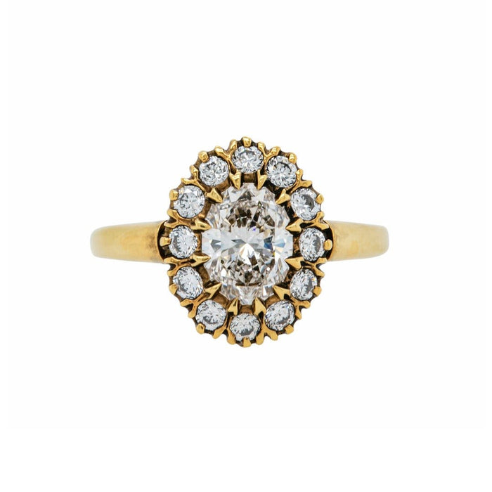 Classic Victorian-Inspired Oval Diamond Halo Engagement Ring | Lockport