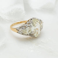 Magnificent Two-Tone Victorian Ring with 3 GIA Certified Oval and Pear Diamonds | Loire Valley