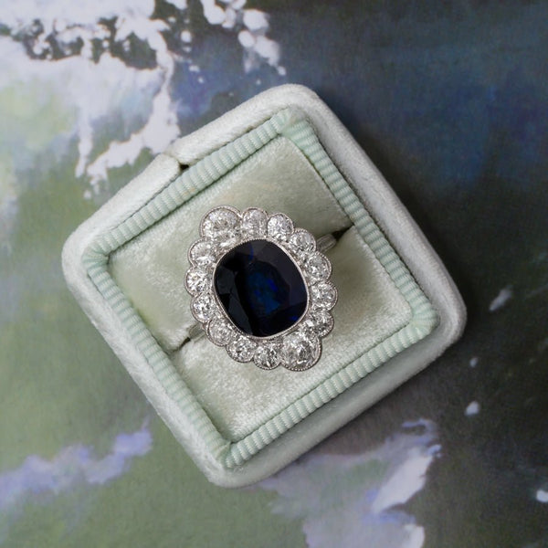 Regal Deep Blue Sapphire Engagement Ring | Long Grove from Trumpet & Horn