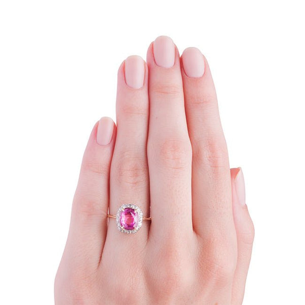 Vintage Pink Sapphire Ring | Edwardian Engagement Ring