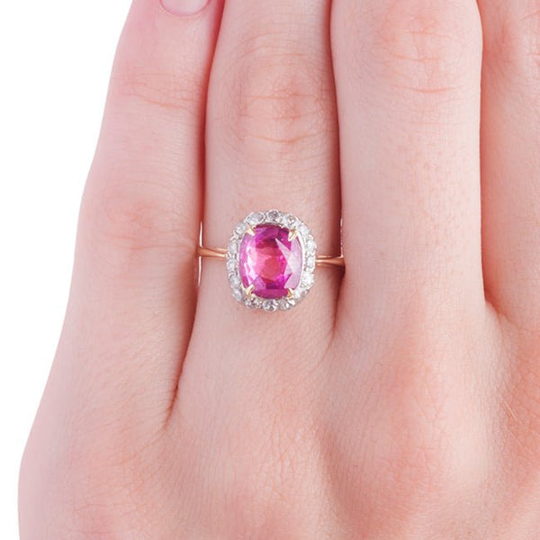 Vintage Pink Sapphire Ring | Edwardian Engagement Ring