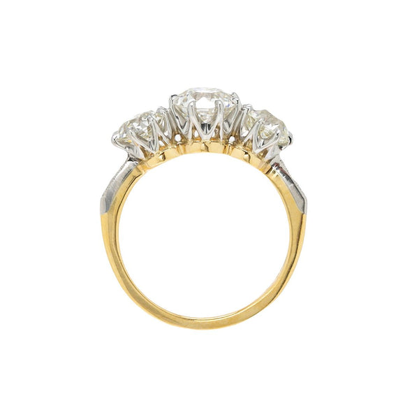Two Tone Edwardian-Inspired Three-Stone Diamond Engagement Ring | Magnolia Hill