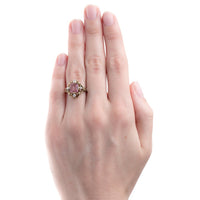 Feminine Art Nouveau Ring with Cushion Cut Pink Tourmaline | Maidford from Trumpet & Horn