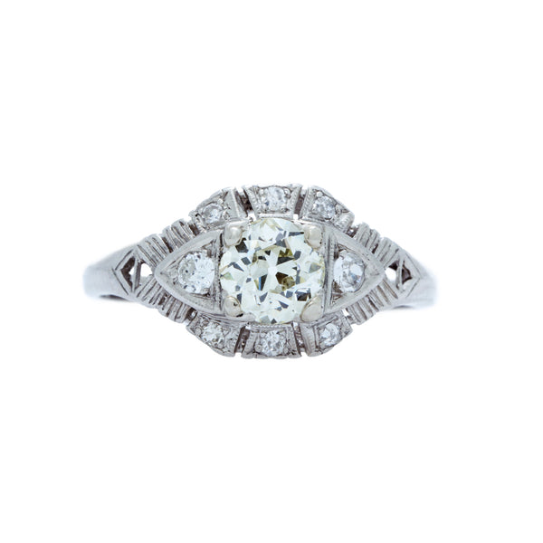 A Delicate Art Deco Platinum and Diamond Engagement Ring