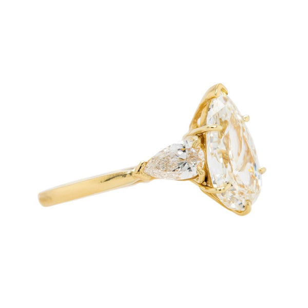 Fab Pear Shape Three-Stone Yellow Gold Diamond Ring | Manhattan Beach